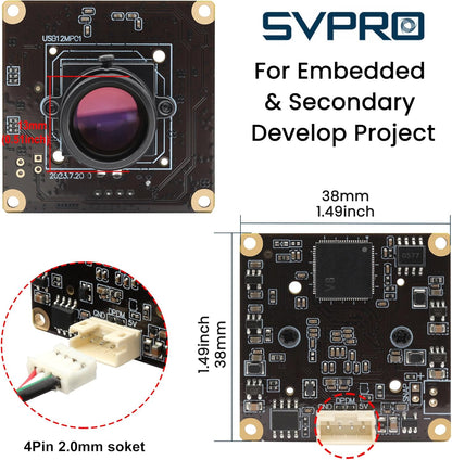 SVPRO 1080P 120fps Hoge Snelheid Camera Module 12MP 4K 30fps Industriële Video Camera met M12 Lens 25mm Brandpuntsafstand Smalle Hoek UVC Beveiliging Monitoring Camera voor PC Laptop Raspberry Pi