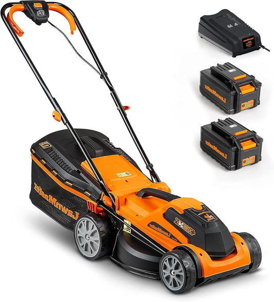 Elektrische Grasmaaier – Accu Grasmaaier – Draadloze Grasmaaier – Lithium-Ion Grasmaaier – Mulchmaaier – 2x 24V 4.0Ah Batterijen – Instelbare Snijhoogte 22-72 mm - QUORE