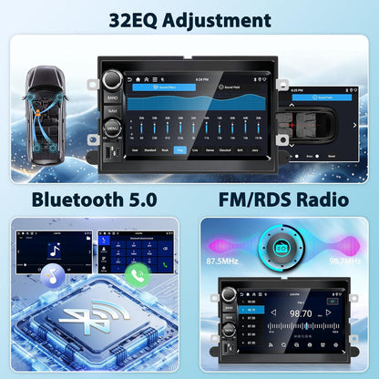 Android 15 Double DIN Car Stereo met GPS 7 inch HD Touchscreen Bluetooth WiFi FM RDS Radio Mirror Link Ondersteuning Achtercamera voor Ford F-150