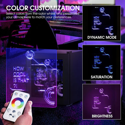 HCK 48L Cyberpunk Bierkoelkast met Moderne RGB Verlichting, Mini Koelkast met Glazen Deur, Dranken Koelkast Gaming Koelkasten, 0-15°C Regeling, voor Slaapkamers, Gaming Room, Feesten, Zwart