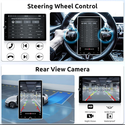 Android autoradio 1 Din – Multimedia speler – Autostereo – Navigatiesysteem – Android headunit – 10,4 inch draaibaar touchscreen – Draadloze CarPlay en Android Auto