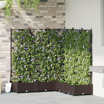 Trellis Garden Planter Set of 5 Brown 120 x 120 x 125.5 cm Height Adjustable for Balcony and Open Spaces - QUORE