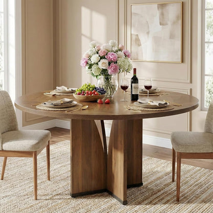 Ronde Eettafel – Ronde Tafel – Houten Tafel – Keukentafel – Eetkamertafel – 100 cm Diameter – Krasbestendig Houtfineer - QUORE