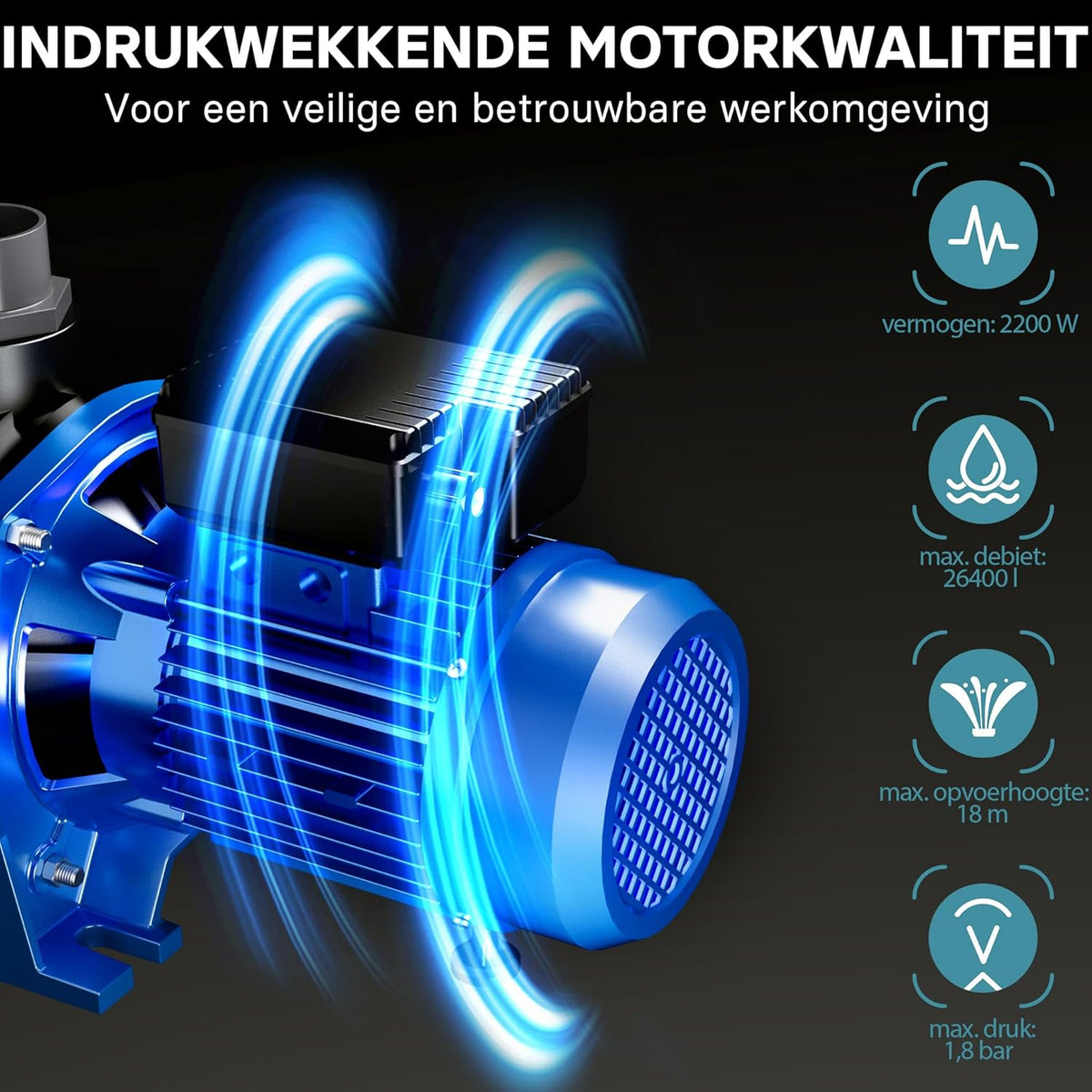 Poolpomp 26400 l/h 2200 W zwembadpomp filterpomp circulatiepomp pool