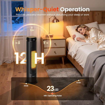 Verwarmingsventilator, energiebesparend, 2000 W, PTC keramische ventilatorkachel, stil, 60 cm, elektrische verwarming met thermostaat en afstandsbediening, eco-modus, 70 graden oscillatie, 12