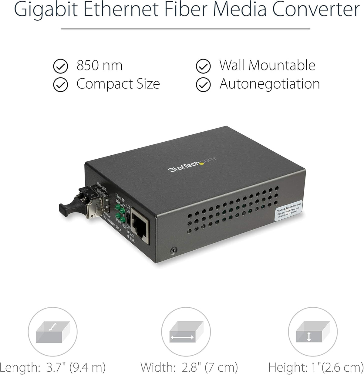 StarTech.com Multimode (MM) LC glasvezel mediaconverter voor 10/100/1000 netwerk - 550m - Gigabit Ethernet - 850nm - met SFP transceiver (MCM1110MMLC)