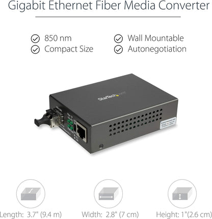 StarTech.com Multimode (MM) LC glasvezel mediaconverter voor 10/100/1000 netwerk - 550m - Gigabit Ethernet - 850nm - met SFP transceiver (MCM1110MMLC)