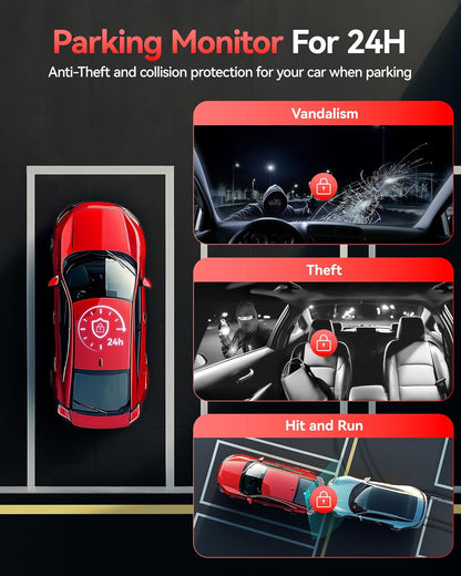 Dashcam Auto – Autocamera – Auto Camera – Rijcamera – Auto Dashcam – 3-Kanaals Met 530° Dekking – 2,5K + 2,5K + 1080p