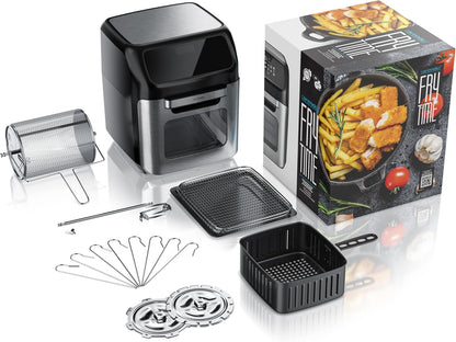 Arendo - 4-in-1 heteluchtfriteuse 12 liter – grill – droogautomaat – oven – airfryer – led-touchscreen – Easy&Clean – draaigrill zonder olie – circulatielucht – pizza kip frietjes – BPA-vrij