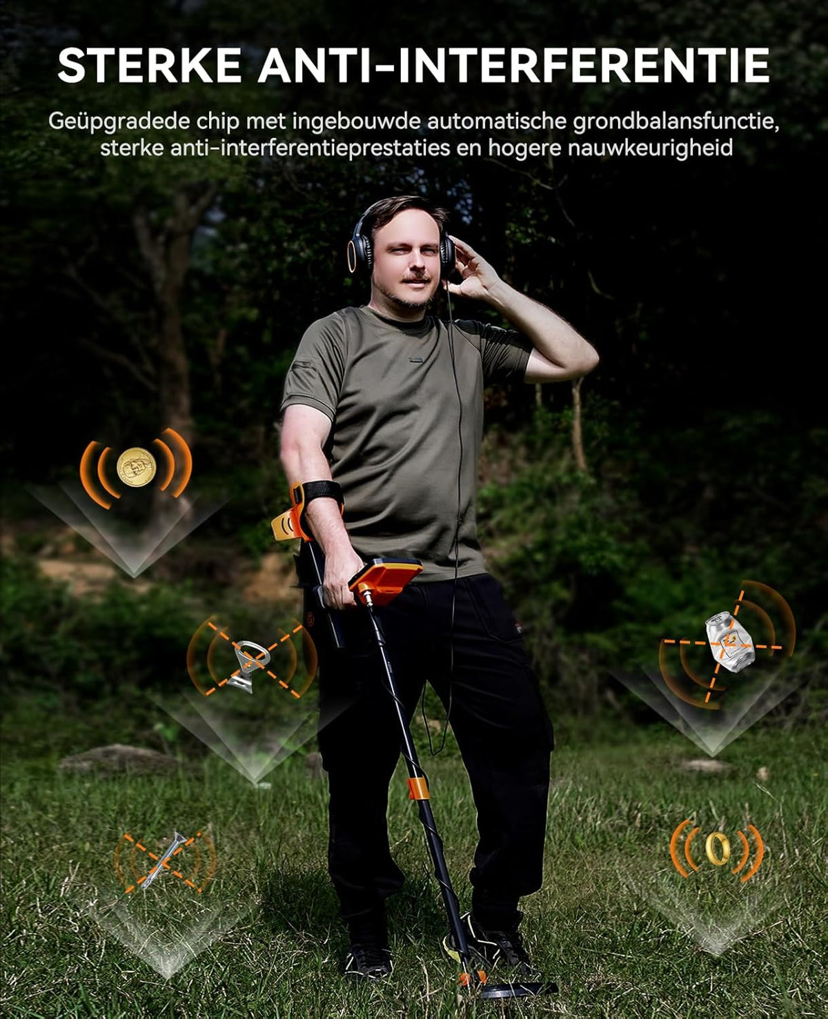 SUNPOW Metaaldetectorset Voor Volwassenen en Kinderen, Multifunctionele Professionele Detector met Pinpointermodus, IP68 Waterdicht, Sterke Anti-interferentie, Geavanceerde DSP-chip