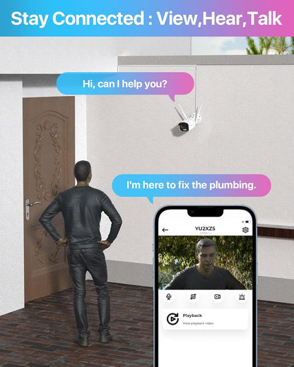 4MP WiFi Buitencameraset – Draadloze Beveiligingscamera – Surveillance Systeem – Buiten Camera Kit – 2TB Opslag – Gekleurd Nachtzicht & Persoonsdetectie