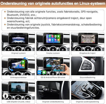 Draadloze Carplay Retrofit Kit – Carplay Adapter – Android Auto Interface – Multimedia Decoder – Siri Bediening – Draadloos Connecten – Compatibel Met Stuurwielbediening