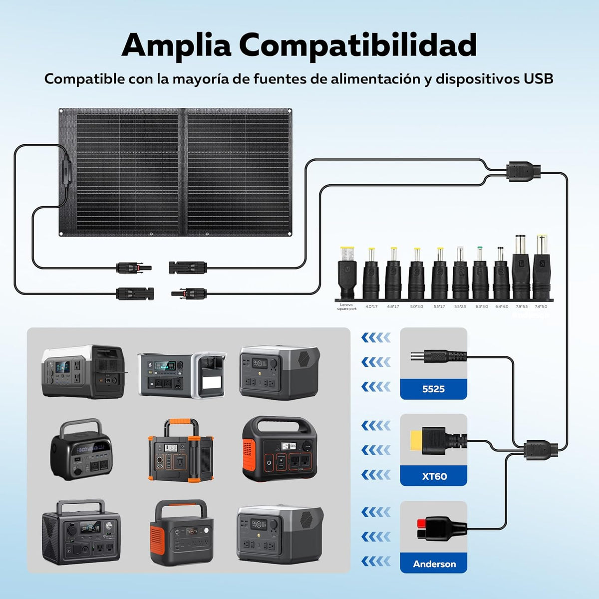 100 W opvouwbaar zonnepaneel, solarpanel, 23% Hogere Energieconversie-Efficiëntie, monokristallijne zonnepanelen, fotovoltaik-modulesolaranlage voor buiten, tuin, balkon, woonkamer, camping
