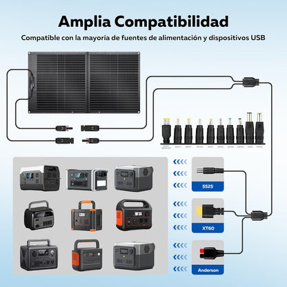 100 W opvouwbaar zonnepaneel, solarpanel, 23% Hogere Energieconversie-Efficiëntie, monokristallijne zonnepanelen, fotovoltaik-modulesolaranlage voor buiten, tuin, balkon, woonkamer, camping