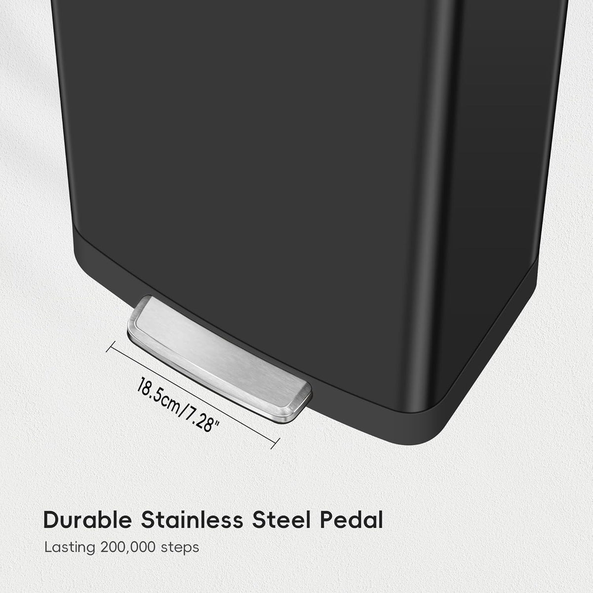 EKO Hudson Matte RVS 75 Liter/20 Gallon Stap Prullenbak met Achterkant Prullenbak Opbergvak (Mat Zwart
