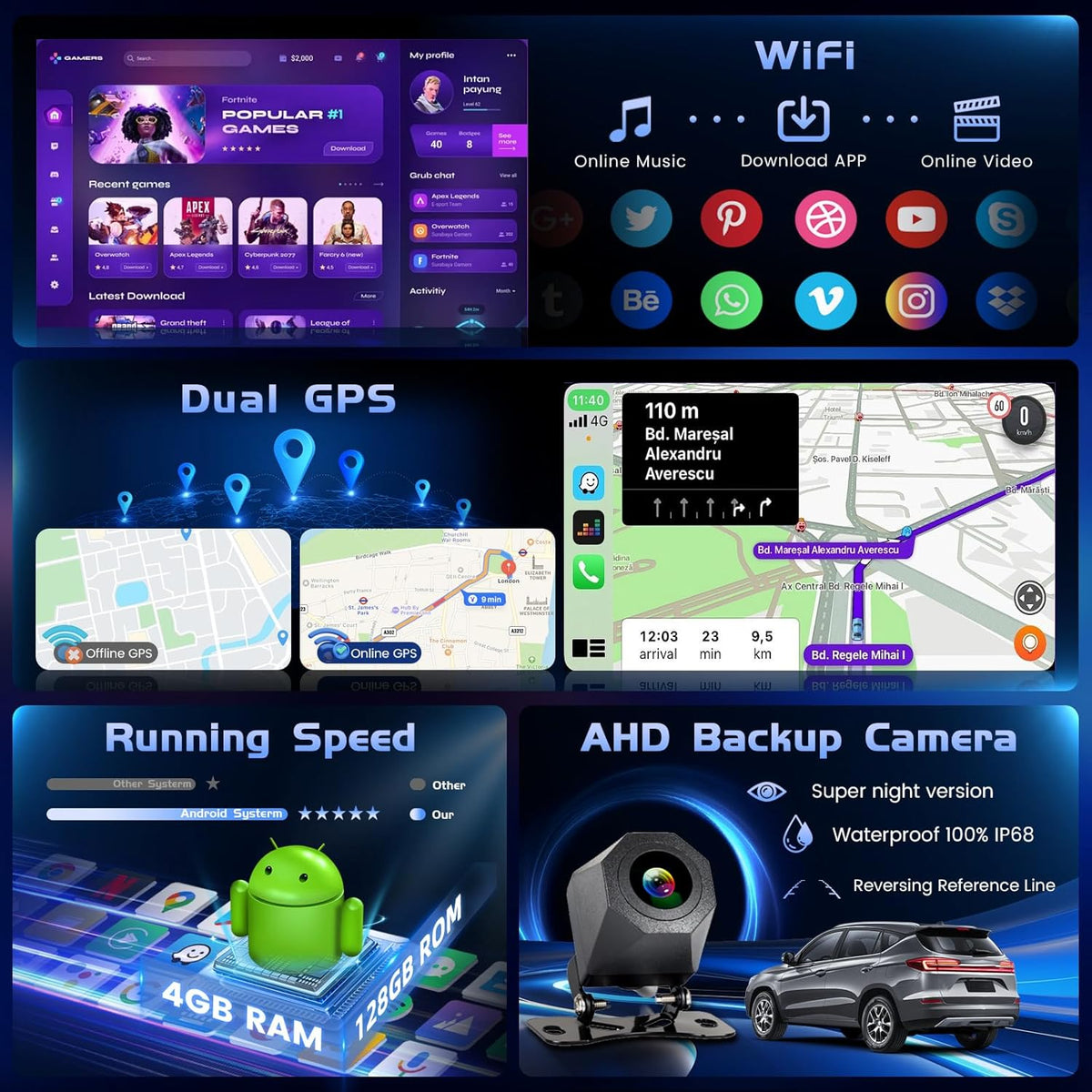 Hikity - Android autoradio met 7 inch scherm voor FIAT 500 2007-2015 autoradio met navigatie Bluetooth handsfree systeem touch display autoradio met WiFi/RDS/FM/USB/Spiegel/Canbus (wit)