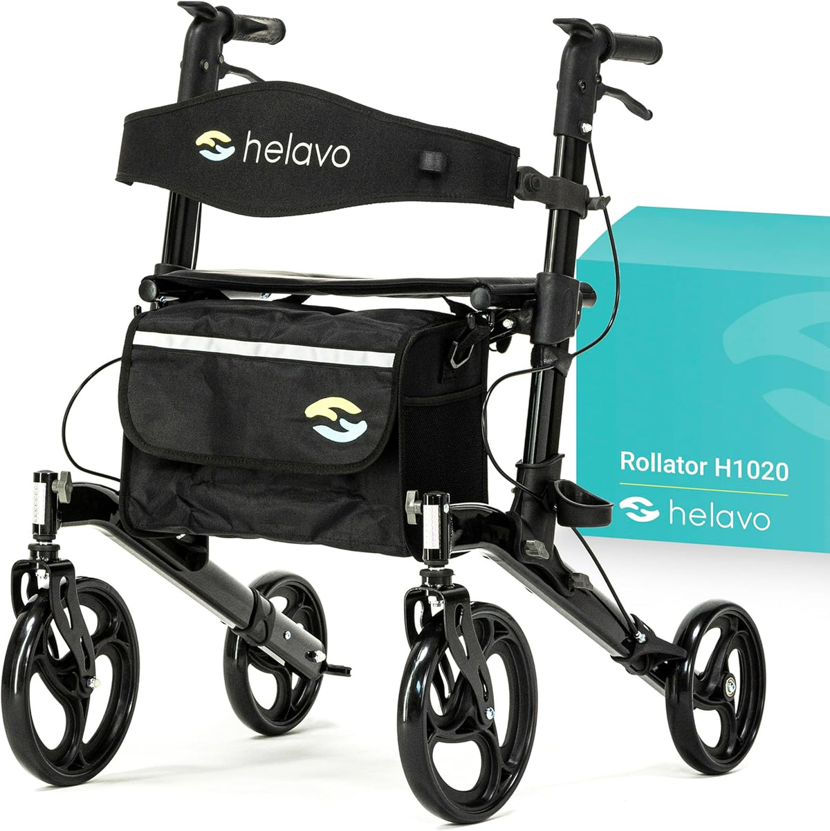 HELAVO opvouwbare premium rollator met zitting - Individueel instelbare aluminium rollator - Perfect voor thuis en buitenshuis