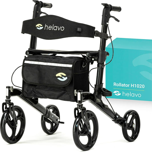 HELAVO opvouwbare premium rollator met zitting - Individueel instelbare aluminium rollator - Perfect voor thuis en buitenshuis