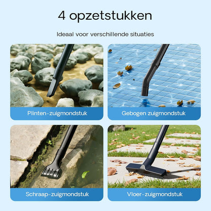 Wiltec vijverstofzuiger 1400 W motor nat droog stofzuiger voor vijver en zwembad 30 liter capaciteit bodemzuiger automatisch leegmaaksysteem