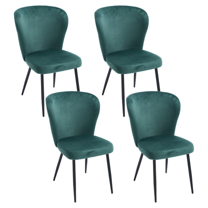 4 Dining Chairs Set, Modern Kitchen Chairs with Velvet Fabric and Metal Legs, Suitable for Dining Room, Kitchen, Living Room, Bedroom, Classic Style, Armless Design, Solid Back, No Electricity Needed, Easy to Clean, Dining Ro