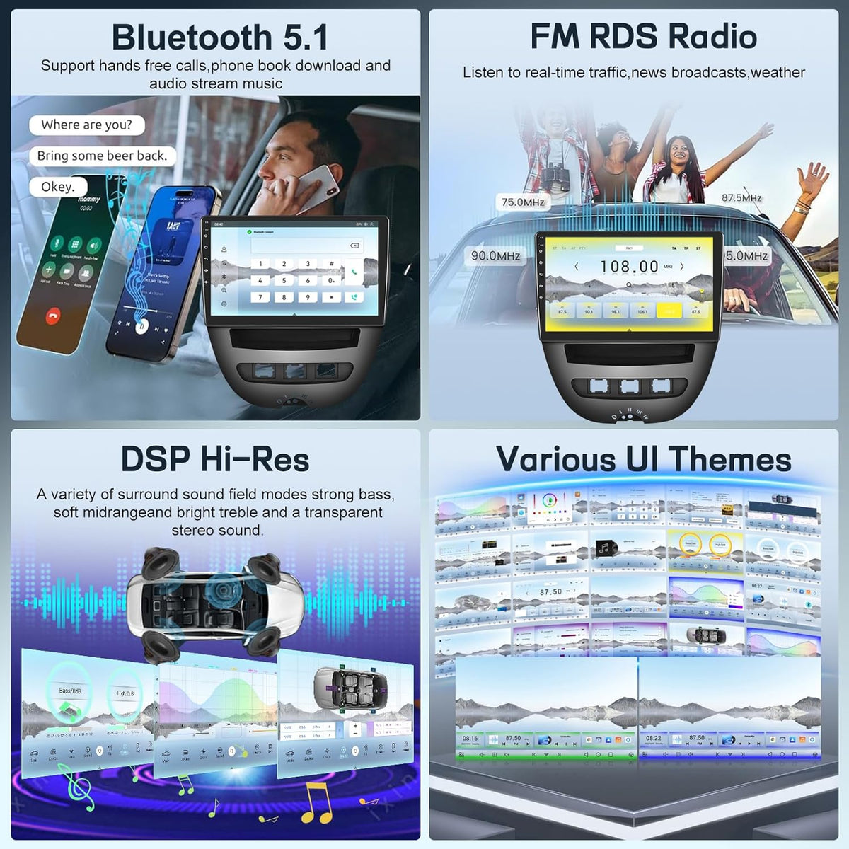 <font dir="auto" style="vertical-align: inherit;"><font dir="auto" style="vertical-align: inherit;">        8 Core 4G+64G Qualcomm Car Stereo for Toyota Aygo/Peugeot 107/Citroen C1 2004-2014 with Wireless CarPlay Android Auto, Android 15 10.1'' Touchscree