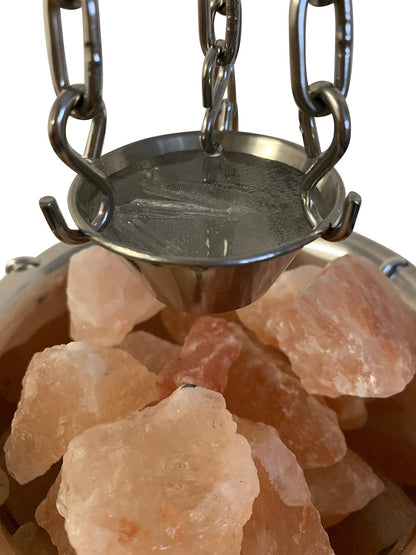 Sauna ceremonie: aroma's incl. verdamper schaal van roestvrij staal - geschikt voor elke saunakachel - 3 schalen voor infusie, mentholkristallen, kristalzout! Grootte: Midi incl. accessoires, patroon: