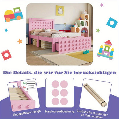Bedframe Roze – Bedombouw – Bedkast – Opbergbed – Slaapkamerbed – Met Laden – Stevige Constructie – Ruimtebesparend Design