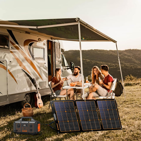 Zonnepanelen met Stekker - Zonnepaneel-Oplader - Zonnepaneel - 120 W - Opvouwbare - Draagbaar - voor Camping - Stroomuitval - Noodsituaties - 20.9V - 20A - IP68 Waterdichte - 60.5 x 2.59 x 46.51 cm - Zwart
