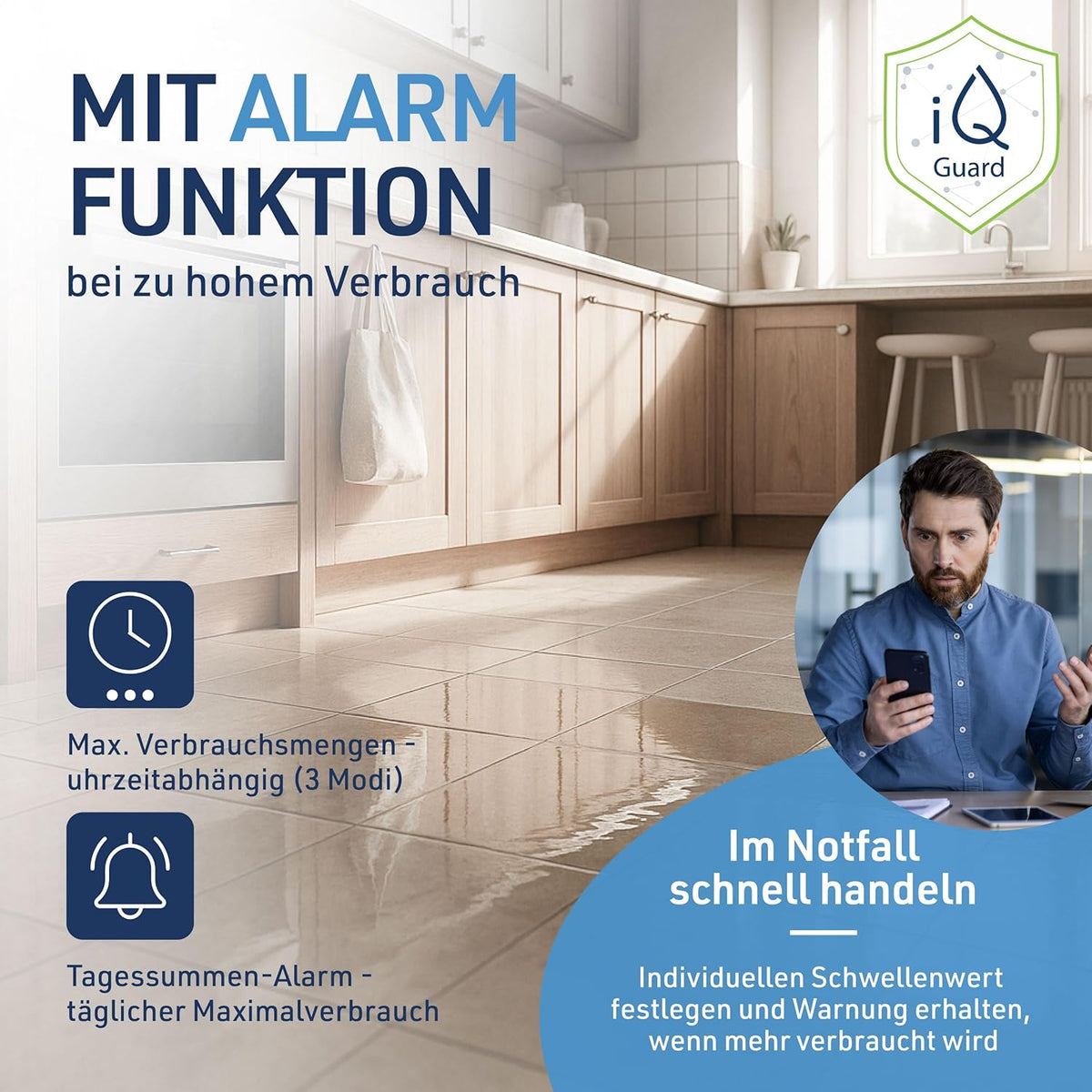 Slimme watermelder met wateralarmfunctie – Wateralarm – Waterbewaker – Wifi-Waterverbruiksmeter – Lekkagedetector – 92 dB Alarm – Wifi En Smartphone
