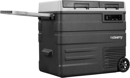 Steamy-E Dual Zone 65 Roller, Elektrische Compressor Koelbox met wielen, 57 Liter, 12V/230V, voor vriezen en koelen van -20 tot +20, ideaal voor op de camping