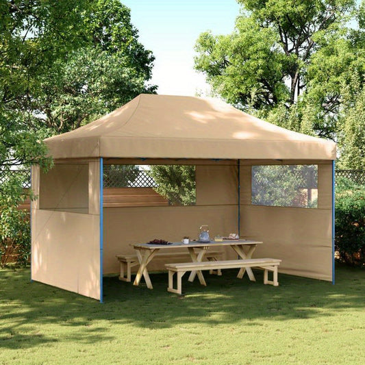 Portable Pop-Up Party Tent with 3-Sided Canopy & Zippered Doors - Instant Setup Event Tent with Beige & Blue Frame, Spacious Interior for Weddings, Birthdays, BBQs, Backyard Gatherings - Lightweight & Sturdy Design for Garden