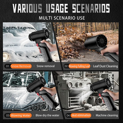Jet Blower, Elektrische Luchtstofdoek, 40000RPM Windsnelheid Oplaadbare Draadloze Bladblazer met 6000MAH Batterij voor Computer, Auto, Buitenshuis, Ideaal voor Sneeuwverwijdering