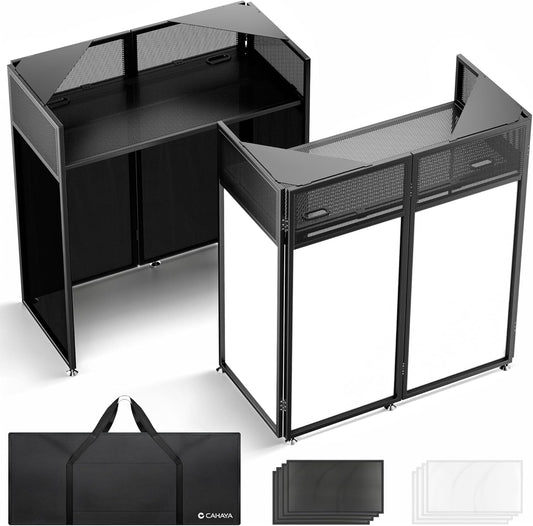 DJ-Standaard Opvouwbaar – DJ-Tafel – DJ-Booth – DJ-Meubel – DJ-Werktafel – 104 x 52 Cm Werkblad – Kabelbeheer Met Kabelgaten