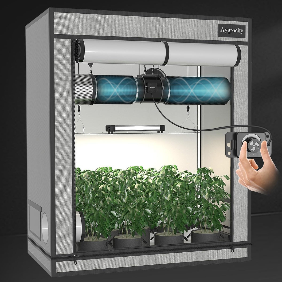 Aygrochy 200 mm inline buisventilator met variabele snelheidscontrole, afvoerventilator voor verwarming, koeling, booster, groeitenten, hydroculturen, thuisgebruik, ventilatie en afvoerluchtventilator.