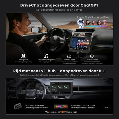 Autoradio – Auto Radio – 2-DIN Multimedia Speler – Android Auto – Apple CarPlay – 10,1" QLED Scherm – DAB+ Radio & 4G LTE Connectivity