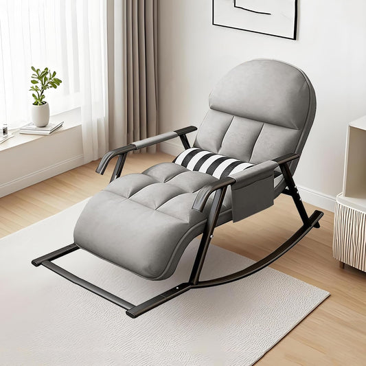 Schommelstoel – Schommelstoel Binnen – Relaxstoel – Tuinstoel – Recliner – 5-Standen Verstelbare Rugleuning – Comfortabele Grote Zitting Tot 150 kg