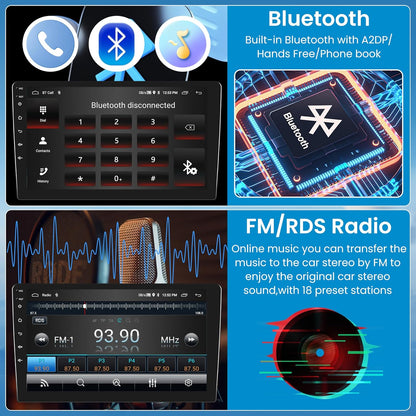 Android Autoradio 2 Din – Multimedia Systeem – Navigatie Radio – Touchscreen Auto – Wireless Apple Carplay – 9 Inch HD Scherm – Draadloos Android Auto – Bluetooth FM/RDS DAB+
