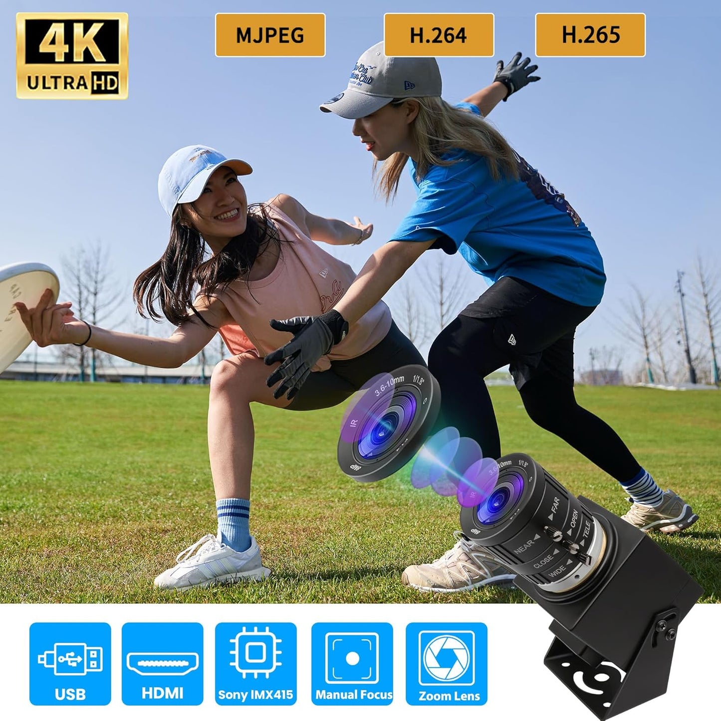 Svpro 4K USB HDMI-camera, handmatige zoom, webcam, variabele focus, externe computercamera, H.264, industriële camera, USB en HDMI, dubbele uitgang voor laptop, tablet, tv-monitor