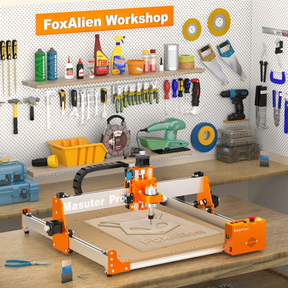 FoxAlien Masuter Pro 4040 CNC freesmachine, 400x400x60mm volledig aluminium graveermachine, 3-assig hout graveren, acryl graveren, aluminium, MDF graveren graveermachine Grbl besturing