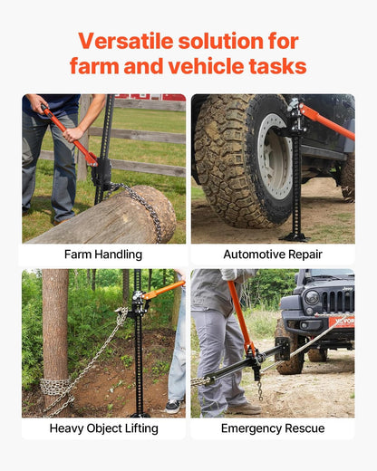 VEVOR Farm Jack, 152,5 cm Utility High Lift Boerderij Jack, 3,18 Ton Capaciteit Ratcheting Off Road Utility Jacks, Heavy Duty Hefkrikken met 130,1-1380 mm hefbereik voor tractor, vrachtwagen, SUV
