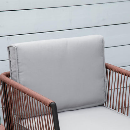Outsunny Tuinmeubelset van polyrotan, 3-delig, stalen frame, 2 stoelen + 1 salontafel, kussens, incl. teakgrijs, oranje