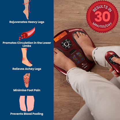 Voet- en beenstimulator – Reflexologie voetmassager – Voetmassageapparaat – Voetzoolstimulator – Beenmassager – Rood – EMS-technologie – Werkt op adapter of batterijen