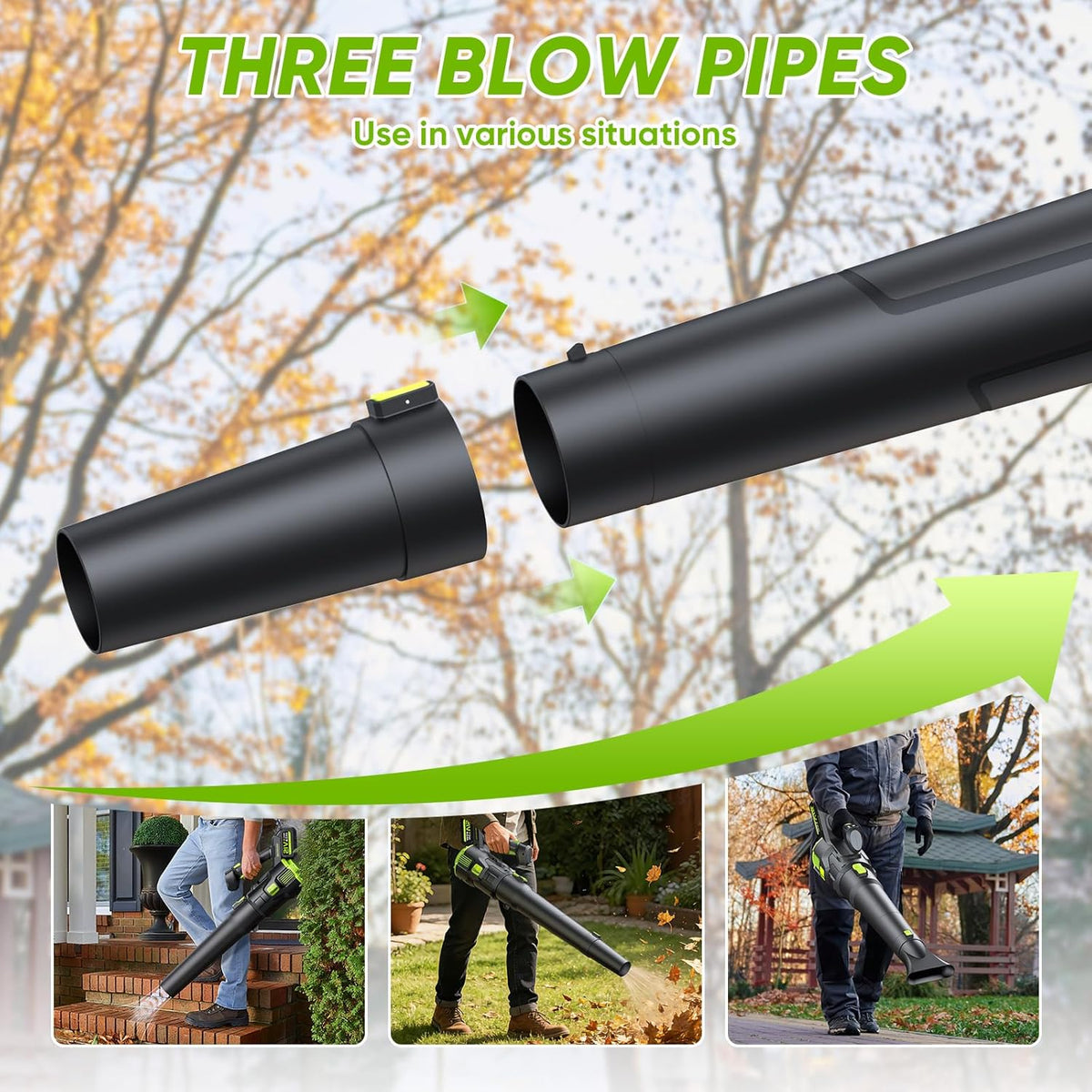 Bladblazer met Accu, Gisam Elektrische Bladblazer Borstelloos met 2x3.0Ah batterijen, Leaf Blower 2 Snelheden + Turbo Schakelaar Max 25000RPM, Luchtvolume 750m³/h, Voor Tuin Gazononderhoud