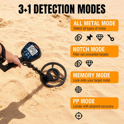 Metaaldetector Voor Volwassenen – Schatzoeker – Metaalzoeker – Detector – Zoekapparaat – 4 Modi – 10 Inch Waterdichte Zoekspoel