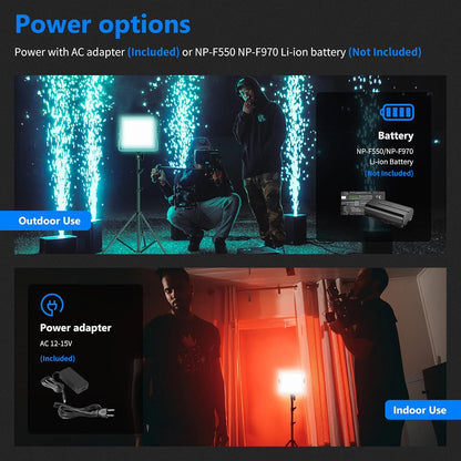 NEEWER 660 PRO 50 W RGB LED videolamp paneel met app-besturing 360° full colour videolicht CRI 97 met barndoor/U-houder voor studio-continu licht fotografie