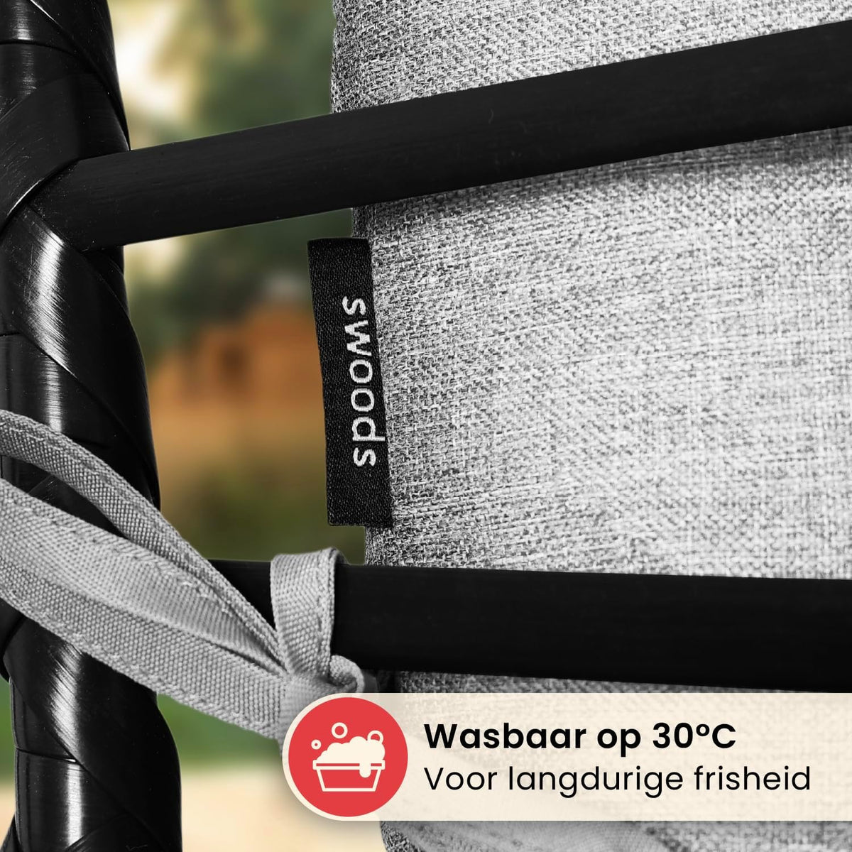 Swoods XXL Egg Hangstoel – Hangstoel met standaard – Voor Binnen en Buiten – Incl. Kussens – Egg Chair – Weerbestendig - Ei Stoel – tot 150kg (Lichtgrijs)