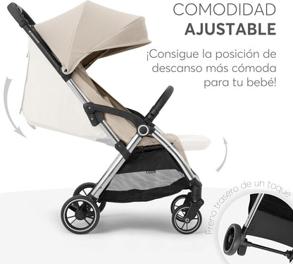 KikkaBoo EDEN Buggy, kinderwagen tot 22 kg, automatisch vouwen, kantelpositie, ultralicht, compact, beige