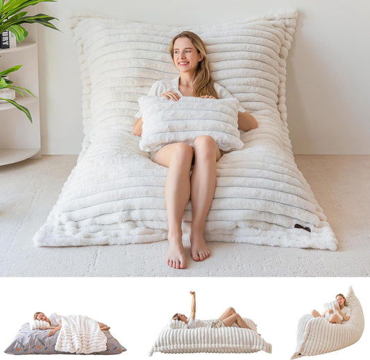 MAXYOYO Zitzak XXL, vacht-gamingstoel voor volwassenen en kinderen, enorme beanbag met pluizige schuimvulling voor woonkamer, slaapkamer, 137 x 190 cm