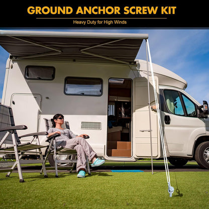 30 cm schroef in tentharingen 16 stuks set met T-handvat inbussleutel en boor - Heavy Duty grondpalen voor stacaravan, schuur, trampoline