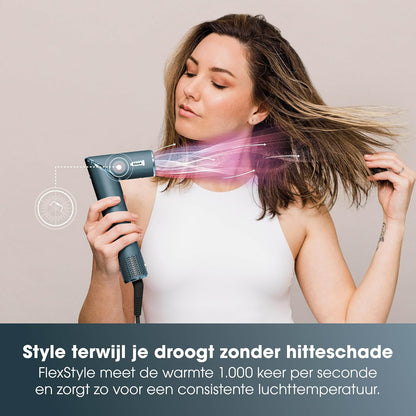 Shark FlexStyle 5-in-1 Air Styler & Hair Dryer, Auto-Wrap Curlers, FrizzFighter Finishing Tool, Oval Brush, Concentrator, Clips & Storage Bag, No Heat Damage HD456TLEU